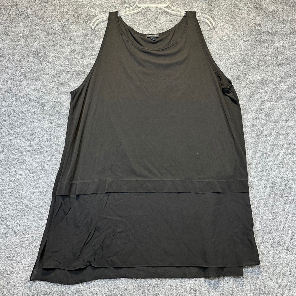 Eileen Fisher Silk Tank Top Women XL Black Layered Minimalist Tunic
